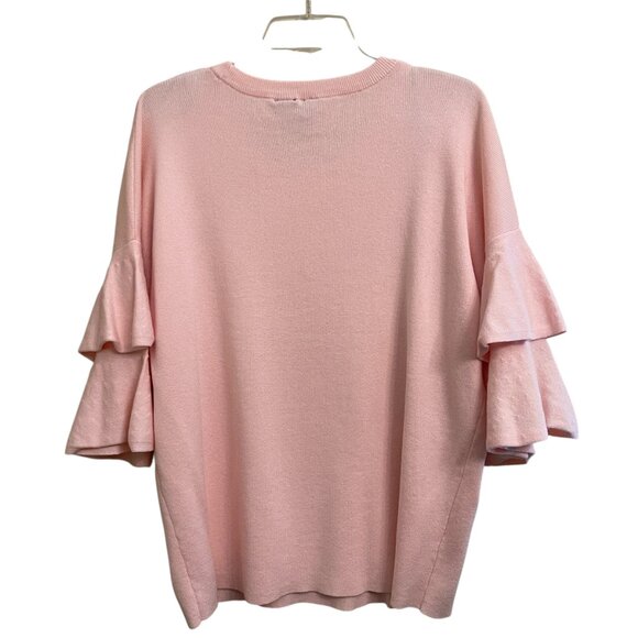 Women's New Directions Pink Short Flutter Sleeve Sweater - Picture 3 of 11